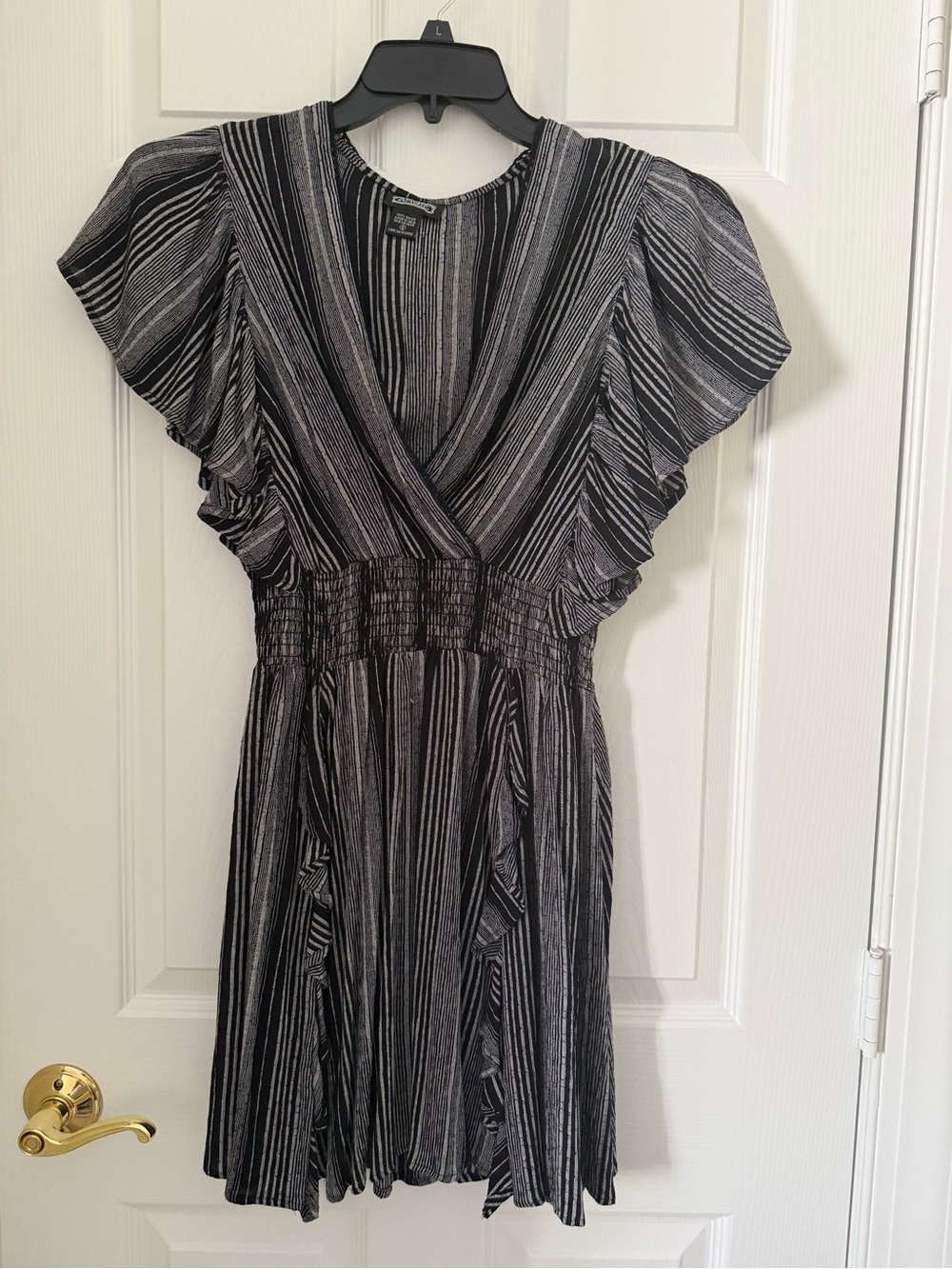 Angie Black & Gray Striped Mini Dress
